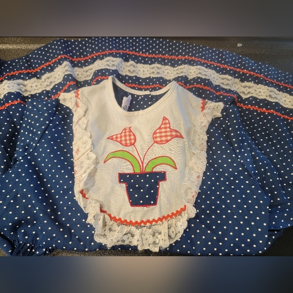 Vintage Carol Evans Jcpenney Blue/White Flower Cottage Lace Accent SZ 6X Dress - Picture 5 of 15